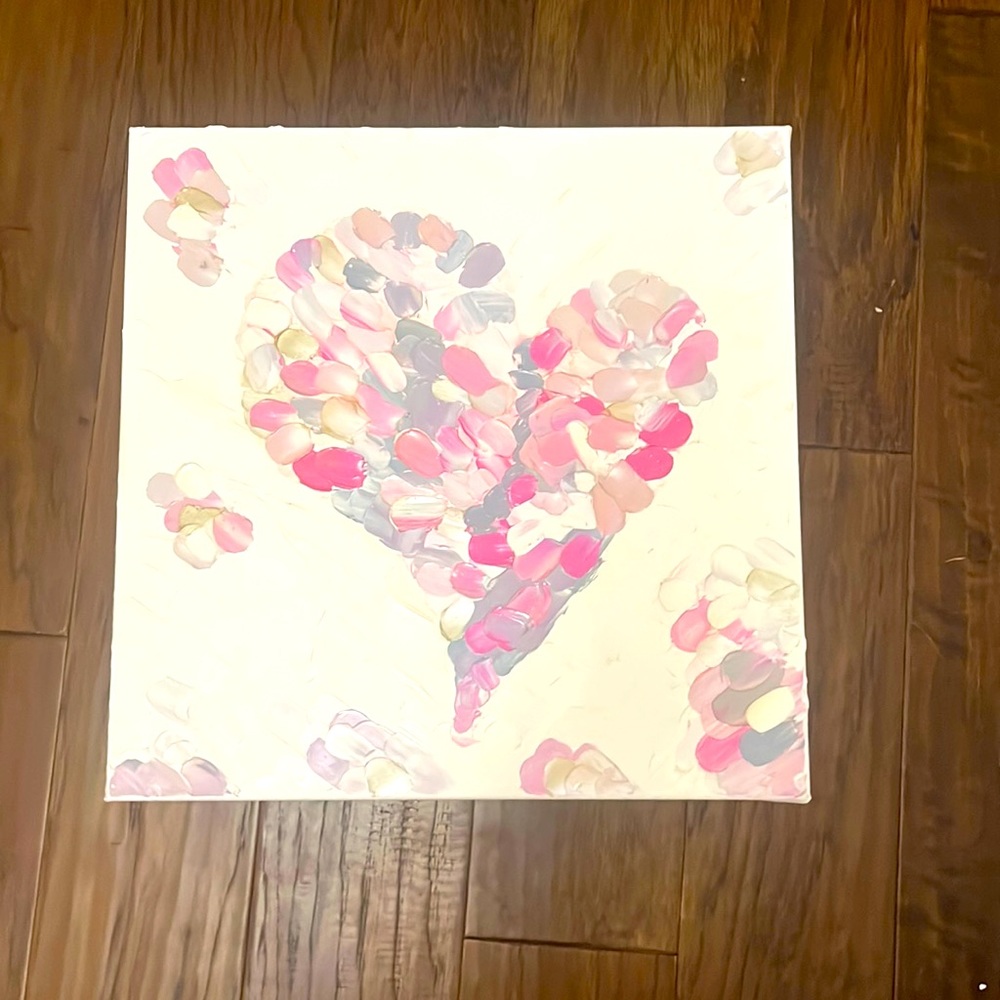 heart painting made with oil paint.